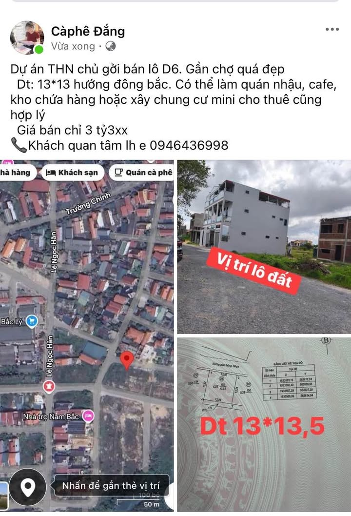 Đất nền Dự án THN Quảng Bình - 169m² - 3.3 tỷ - Kinh doanh/Đầu tư sinh lời