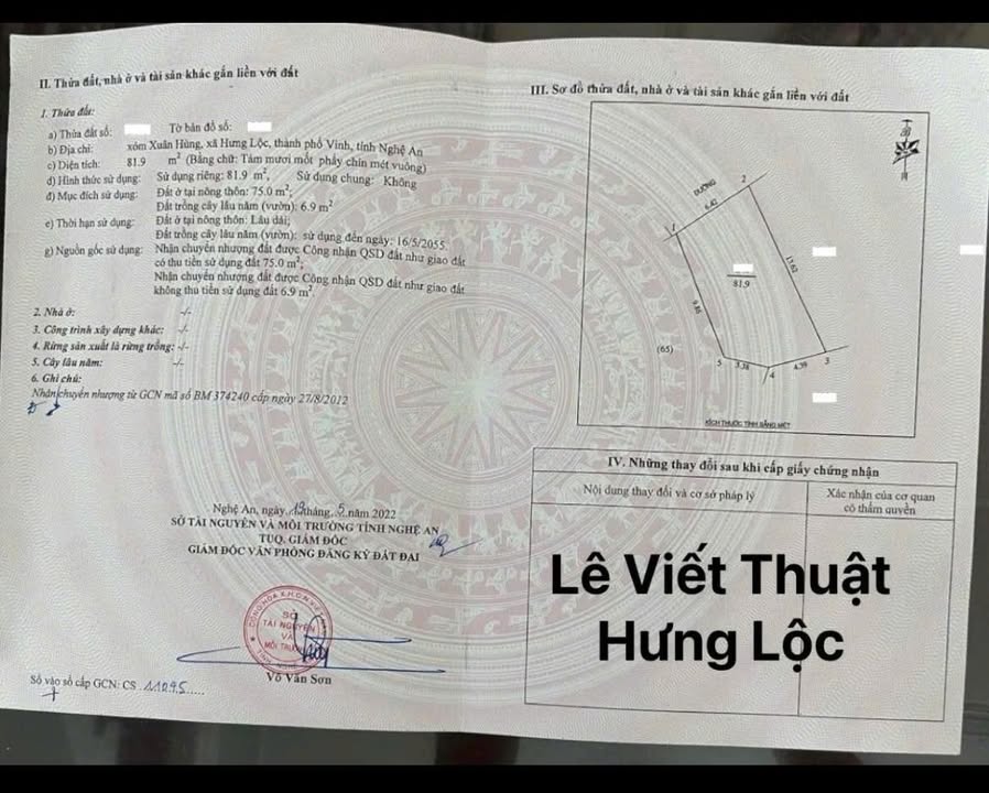 Đất nền Hưng Lộc, Vinh 81.9m² giá 2.05 tỷ - Đường ô tô vào tận nơi!