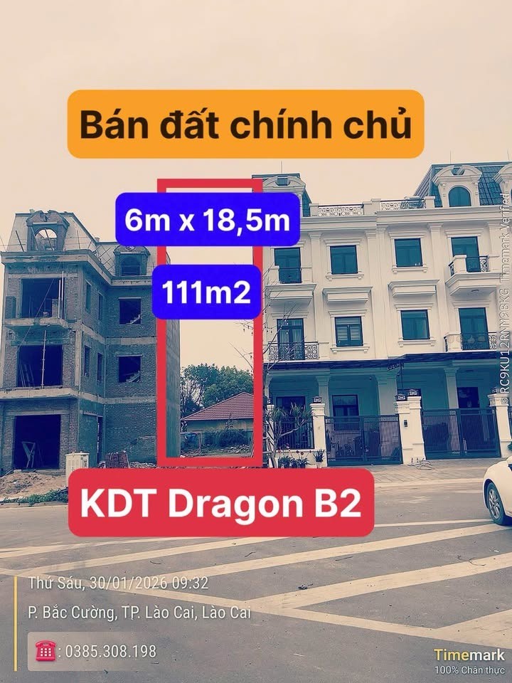 Đất nền Bắc Cường, Lào Cai 111m² giá 2.55 tỷ - Mặt tiền kinh doanh 6m!