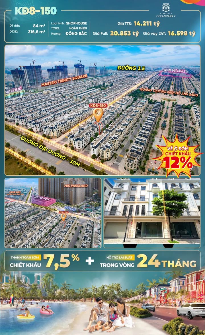 Shophouse đỉnh cao tại Đại lộ San Hô, Gia Lâm - Giá chỉ từ 14 tỷ!