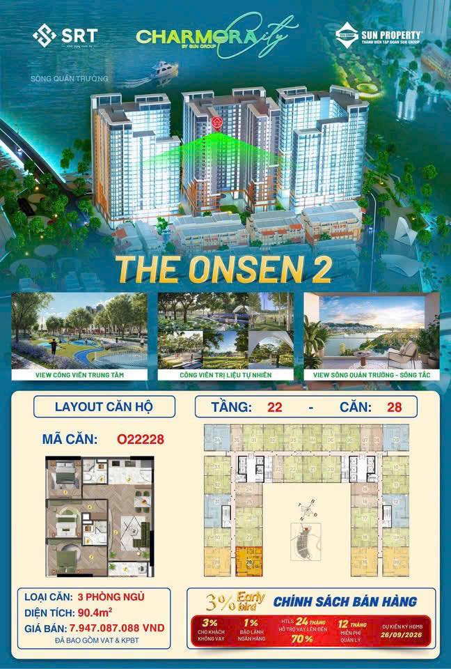 Căn hộ The Onsen Quận 1 84m² giá hấp dẫn - View sông tuyệt đẹp!