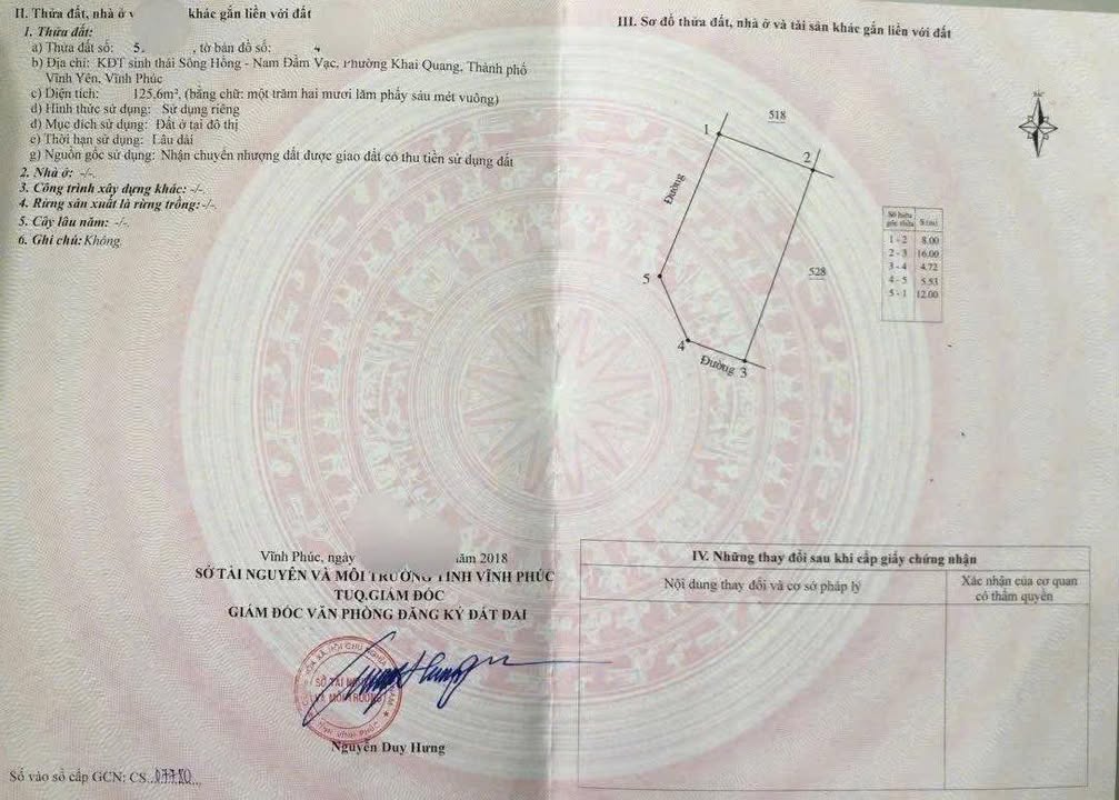 Đất Nền Góc 2 Mặt Tiền 125.6m² Nam Đầm Vạc, Vĩnh Phúc - Giá Đầu Tư 5 Tỷ