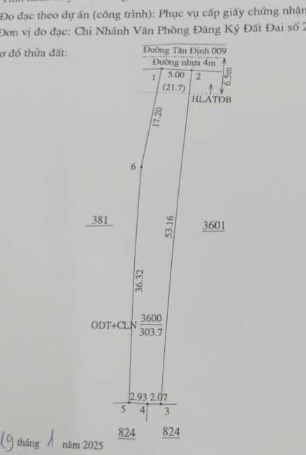 Đất nền mặt tiền 009 Tân Định 265m² giá 1 tỷ - Sổ hồng chính chủ, đầu tư sinh lời!