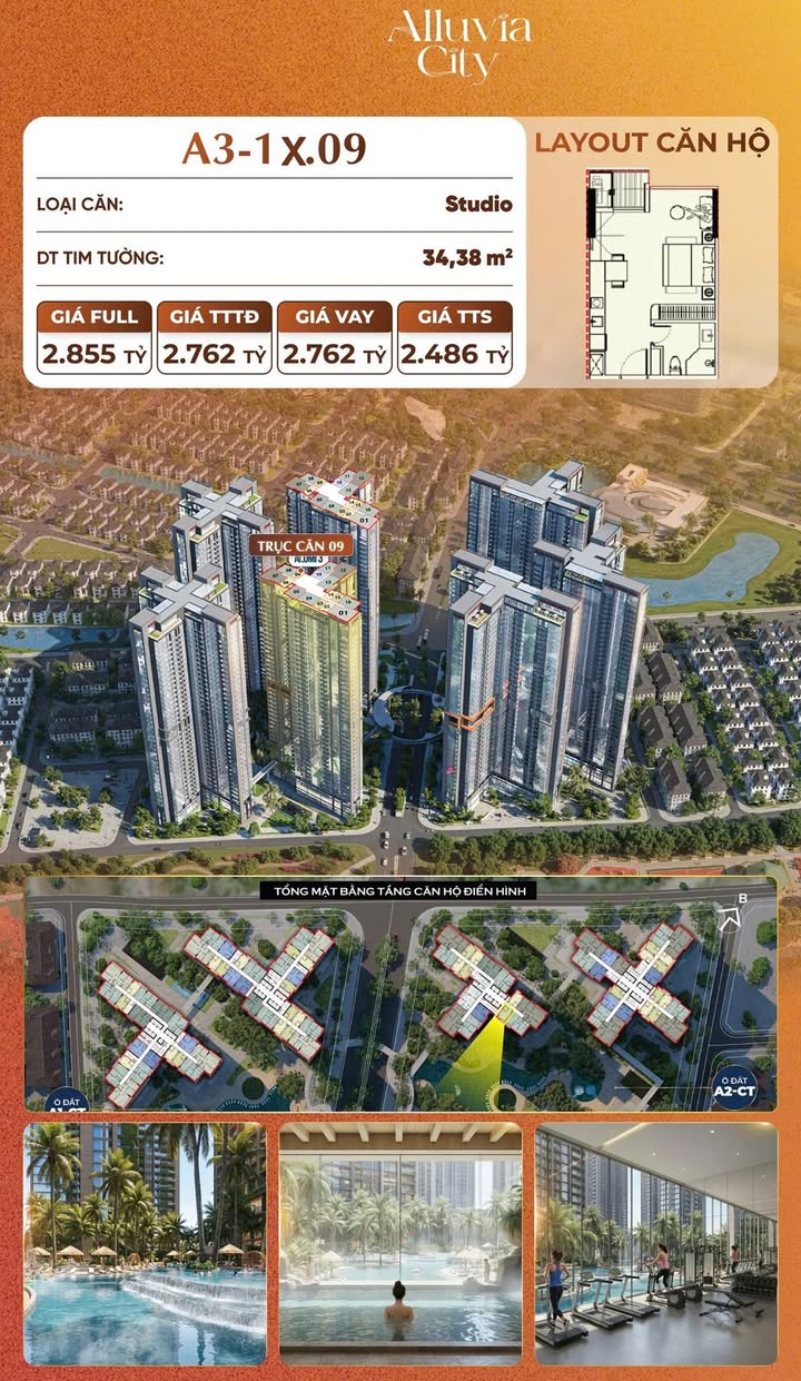 Căn hộ Studio Alluvia City 34m² giá 2.486 tỷ - Hướng Nam, tầng trung, vị trí hiếm có!