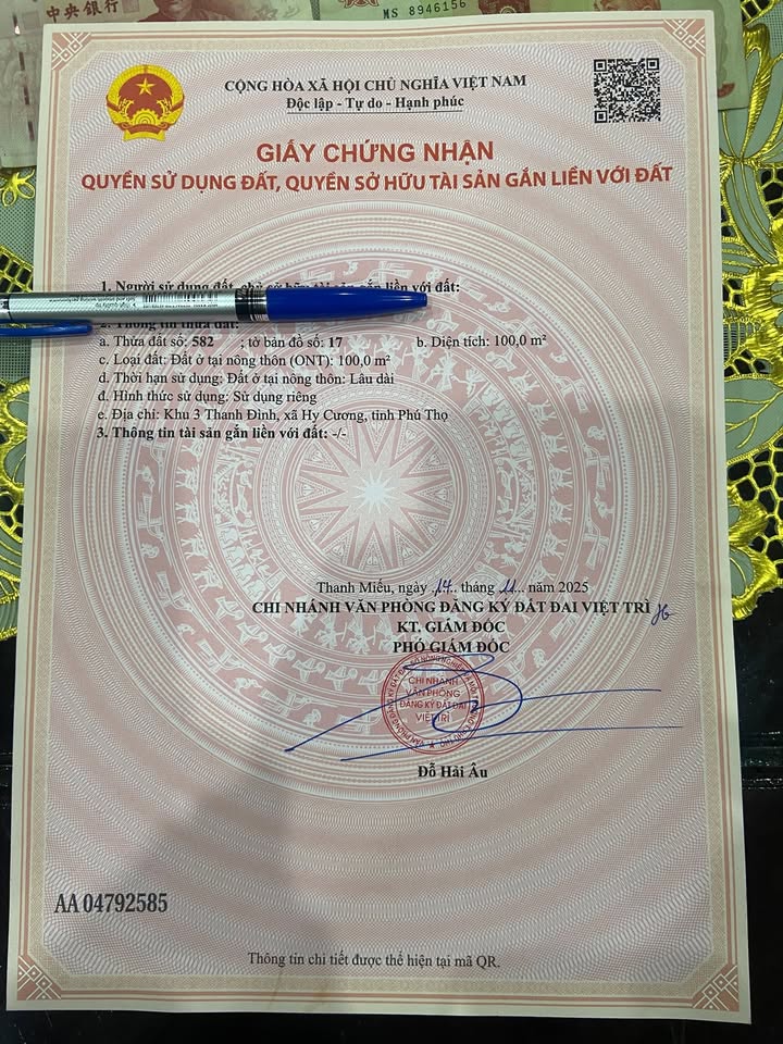 Đất thổ cư 100m² hướng Đông Nam tại khu 3 xã Thanh Đình - Giá thỏa thuận hấp dẫn!