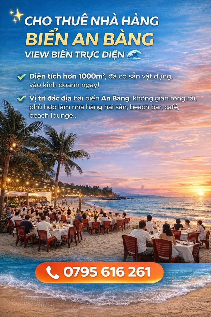 FrontHouse cho thuê Phường Cẩm An, Hội An - Mặt bằng biển An Bàng sẵn sàng!