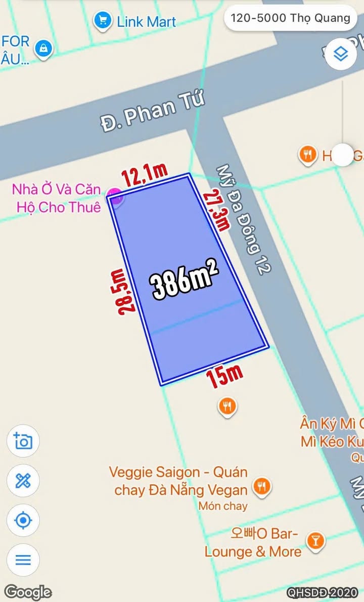 Đất Góc 2 Mặt Tiền Phan Tứ - Sát Biển Mỹ Khê, Đà Nẵng - 386m²