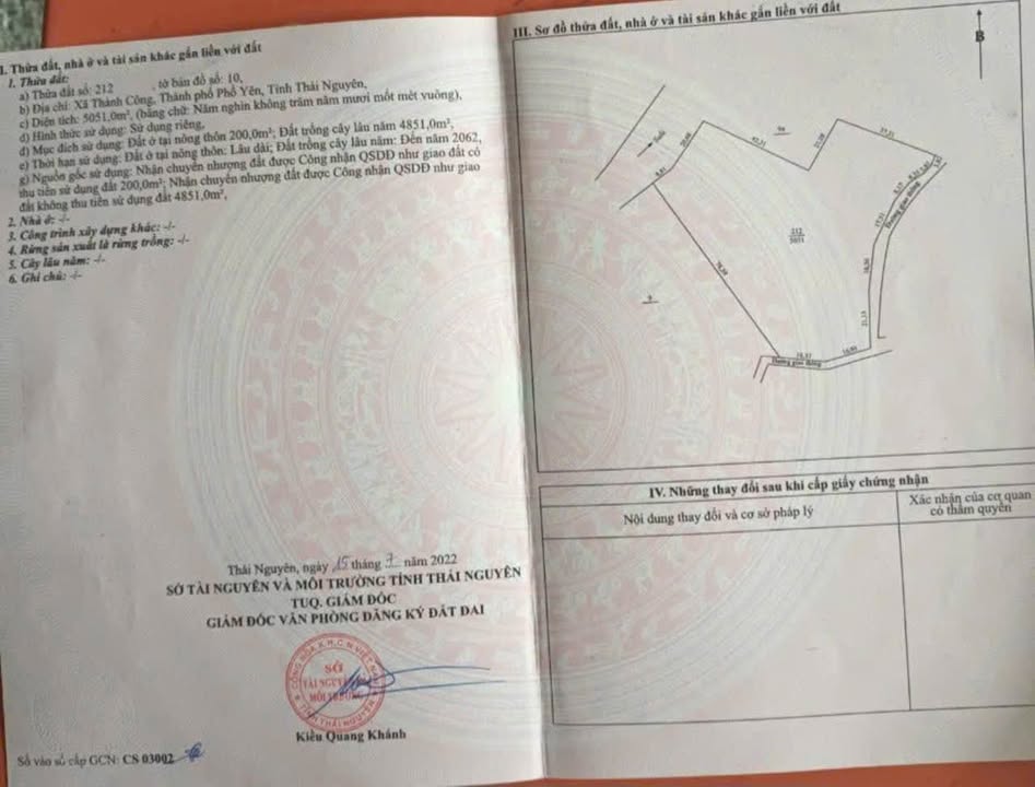 Đất nền nghỉ dưỡng tại xã Thành Công, TP Phổ Yên 10.612m² - Cơ hội đầu tư lý tưởng!