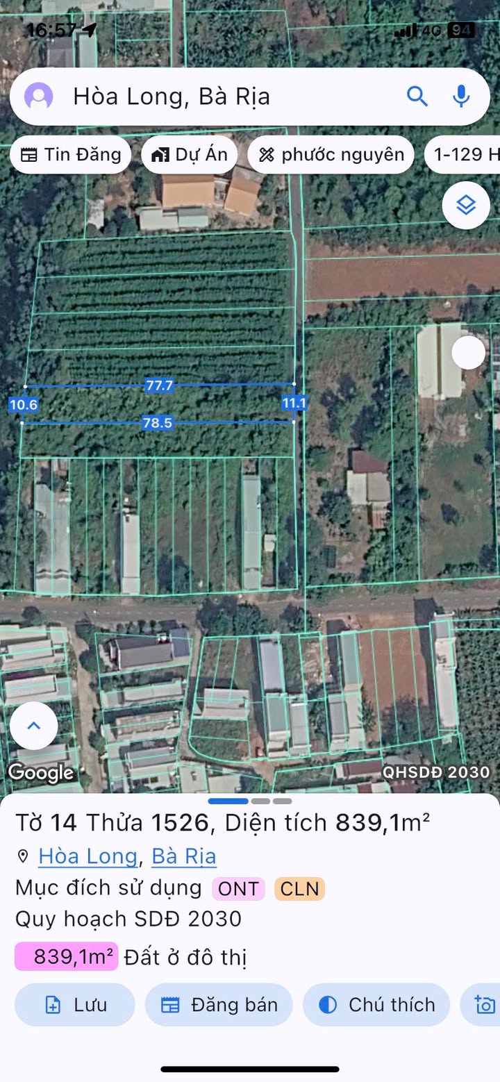 Đất nền Hòa Long, 839m² giá 4.8 tỷ - Tiềm năng phát triển lớn!