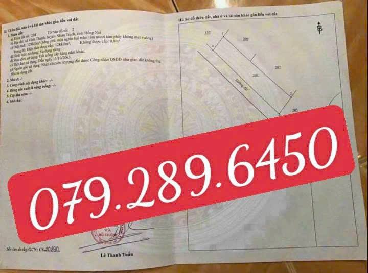 Đất nền siêu đẹp tại Xã Phước An, Nhơn Trạch 1288m² - Giá chỉ 6.44 tỷ!