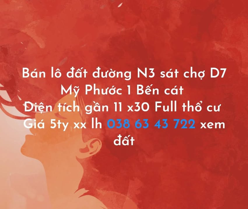 Đất nền Phường Mỹ Phước, Bến Cát 330m² giá 5 tỷ - Cơ hội đầu tư hấp dẫn!