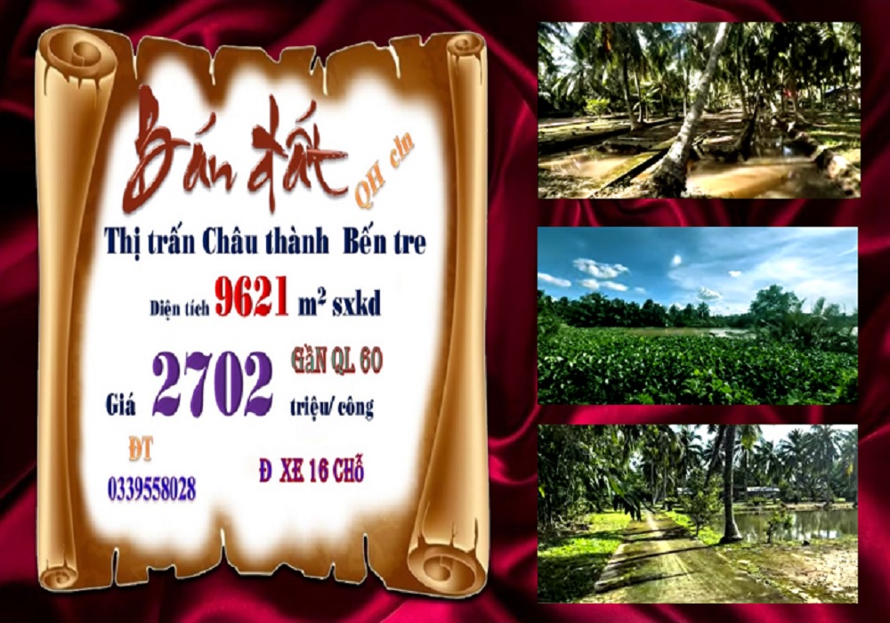 Đất Vườn 9621m² Bến Tre - View Sông Ba Lai, Kinh Doanh Thuận Lợi