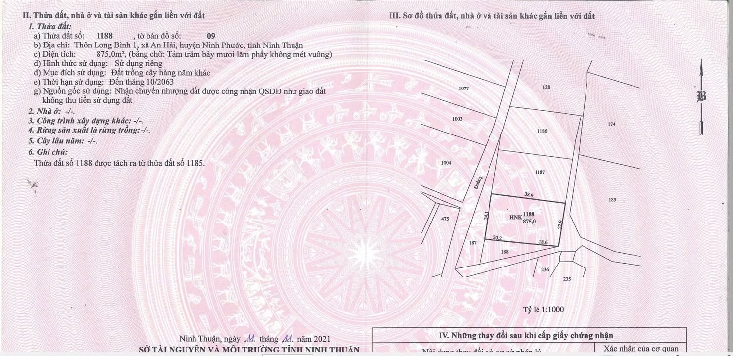 Đất nền liền kề tại Thôn Long Bình 1, Ninh Thuận 1787m² - Đầu tư sinh lời hấp dẫn!