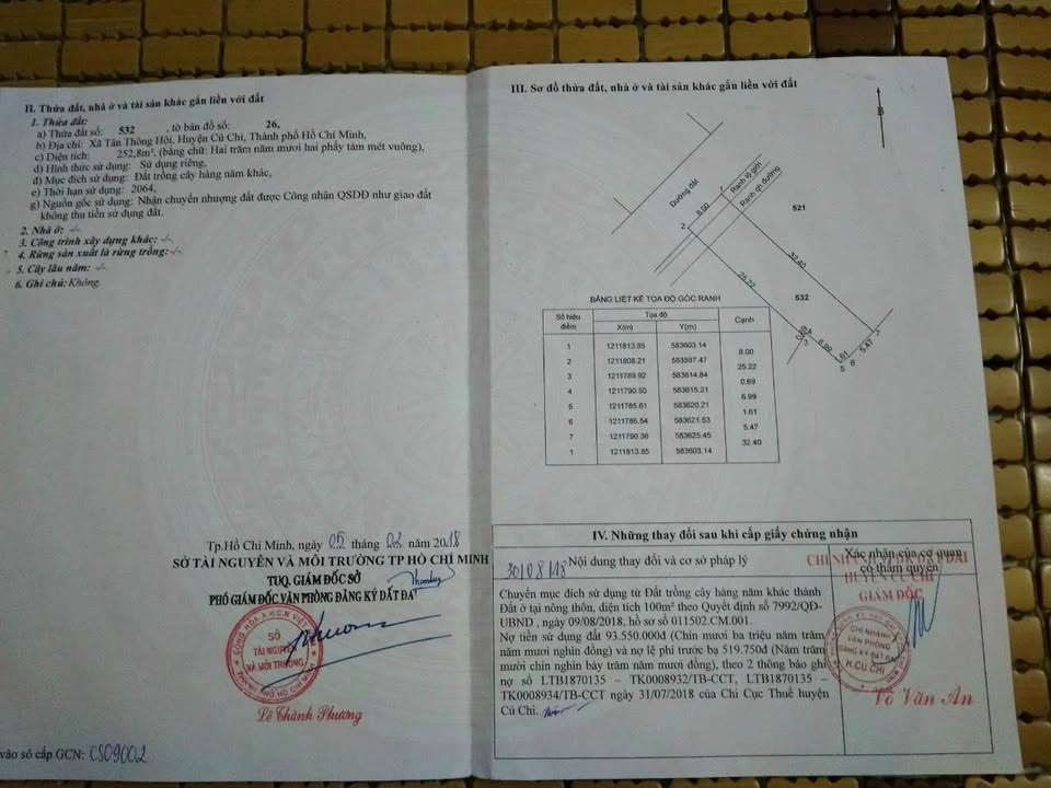 Đất nền xã Tân Thông Hội 252m² giá 3.9 tỷ - Vị trí đẹp, xây nhà ngay!