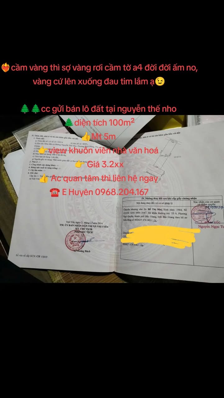 Đất nền Huyện Việt Yên 100m² giá 3.2 tỷ - Đầu tư lý tưởng!