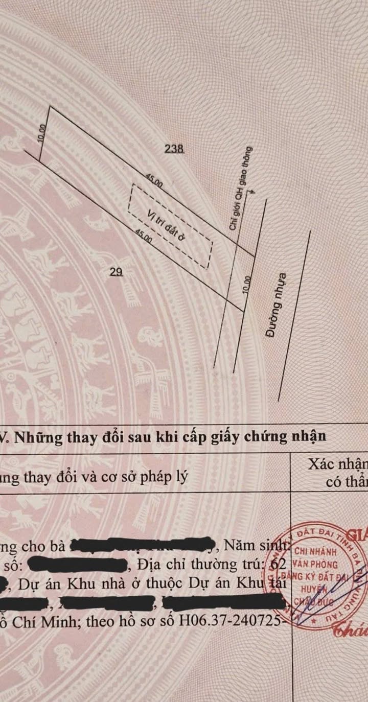 Đất thổ cư Bàu Chinh TP HCM 450m² giá 1.55 tỷ - Sổ hồng chính chủ!