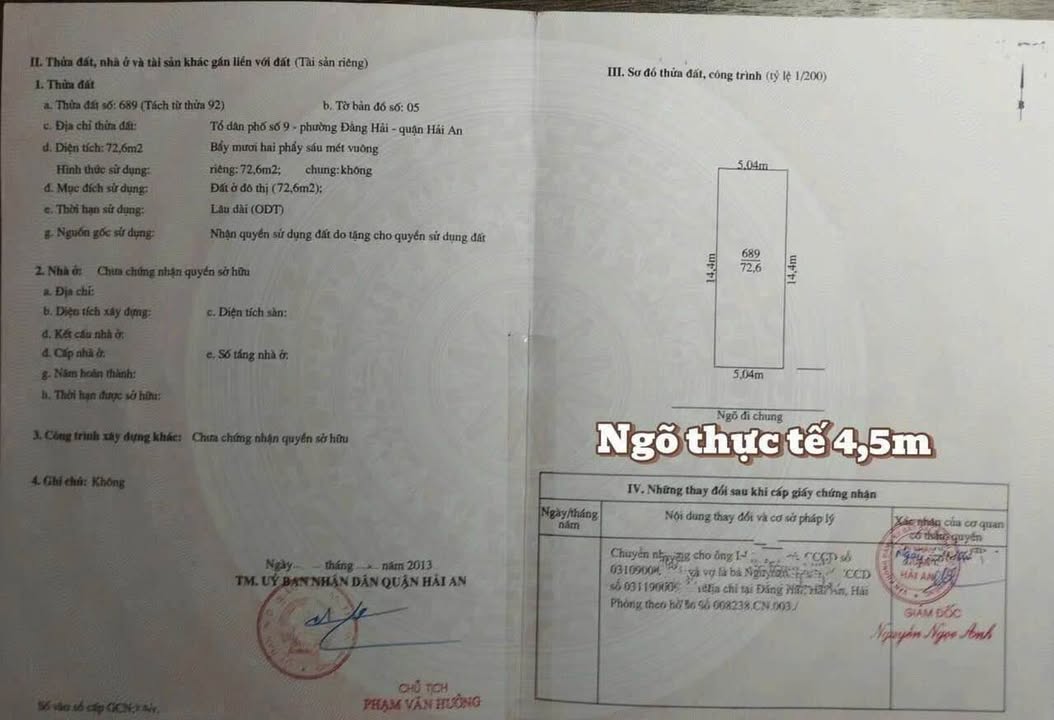 Đất Ngõ 132 Phố Tiền Phong, Hải An 72.6m² giá 3.55 tỷ - Chính chủ bán gấp!