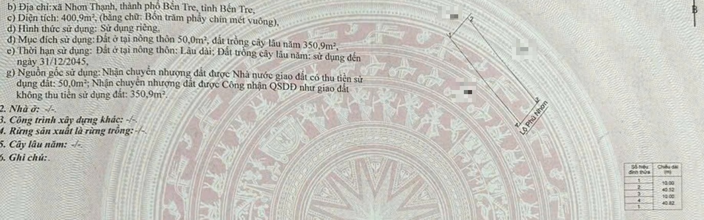Đất nền mặt tiền lộ Phú Nhơn, Phường Phú Khương, 401m², giá 2.1 tỷ - Cơ hội đầu tư hiếm có!