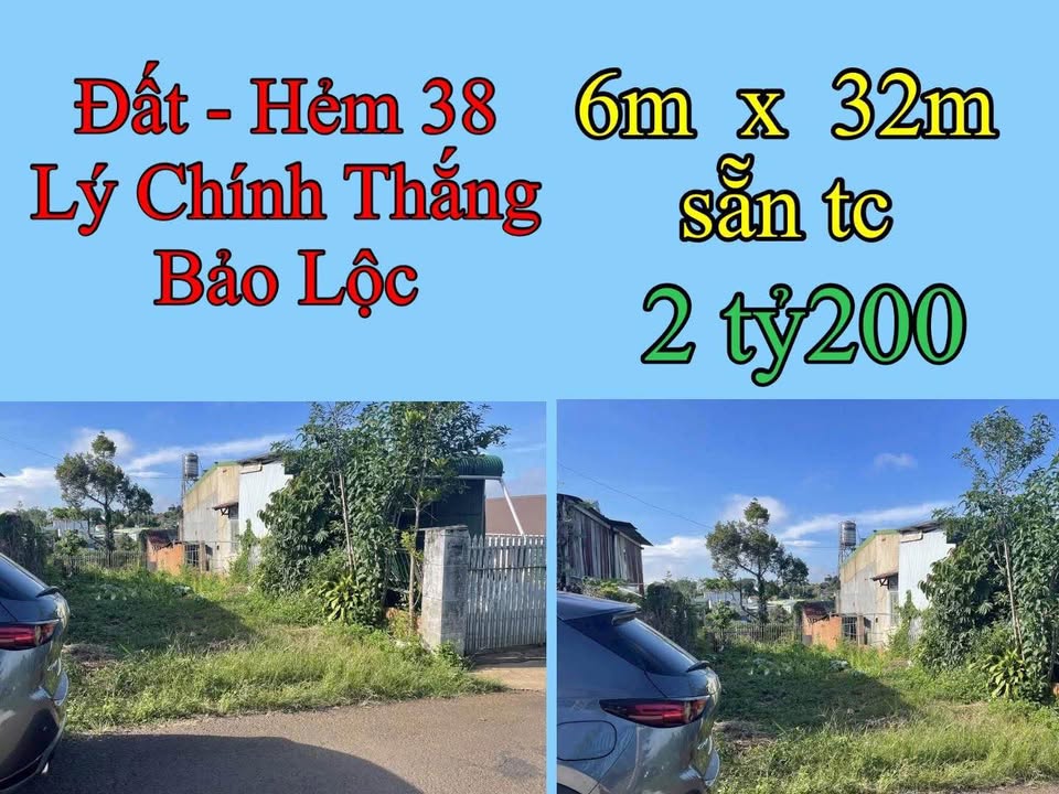 Đất nền 192m² tại Hẻm 38 Lý Chính Thắng, Bảo Lộc - Sổ hồng chính chủ, giá 2.2 tỷ!