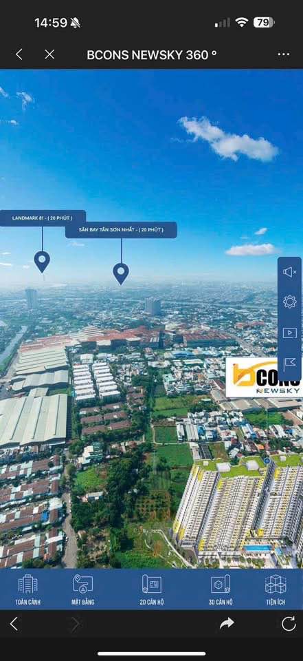 Căn hộ Bcons NewSky Quận Bình Tân 55m² giá 2.7 tỷ - Tầm nhìn 3 mặt sông tuyệt đẹp!