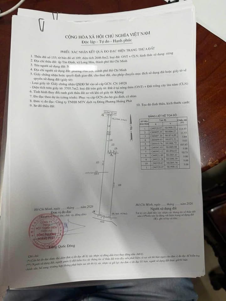 Đất nền sổ đỏ xã Long Hòa, huyện Dầu Tiếng 2650m² giá 1.2 tỷ - Đầu tư sinh lời hấp dẫn!