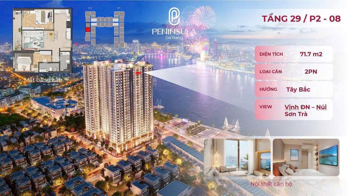 Căn hộ 2PN Peninsula Đà Nẵng 72m² - View sông Hàn tuyệt đẹp!