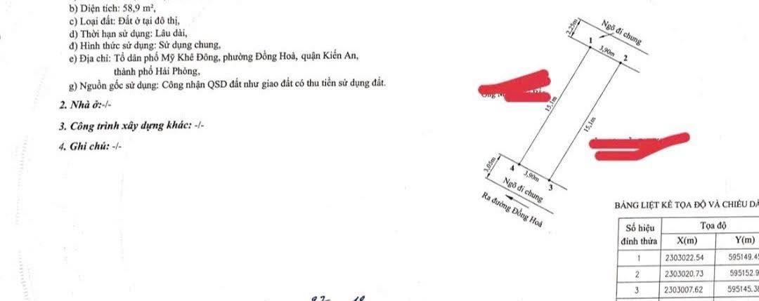 Đất nền Đồng Hòa - Kiến An 58,9m² giá 2,4 tỷ - Đầu tư sinh lời ngay!