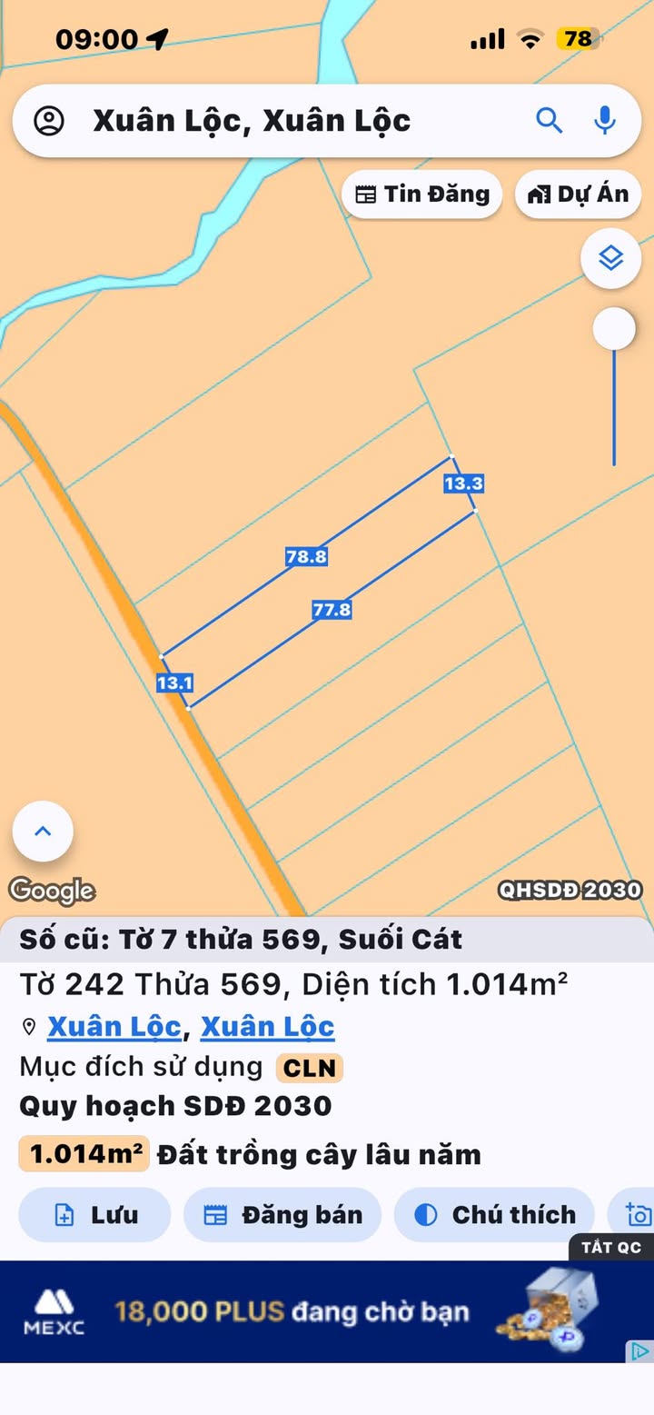 Đất trồng cây lâu năm tại Xuân Sơn, Bà Rịa - Vũng Tàu 1014m² giá 550 triệu - Tiềm năng đầu tư lớn!