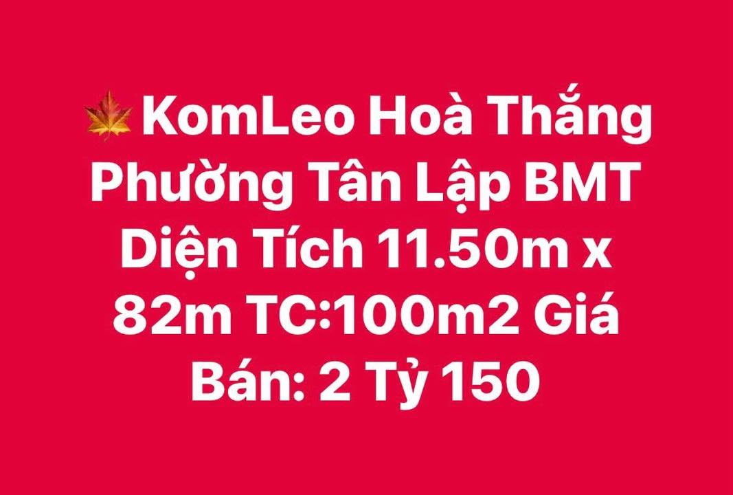 Đất nền Phường Tân Lập, TP Buôn Ma Thuột 943m² giá 2.15 tỷ - Bán gấp, đầu tư sinh lời!