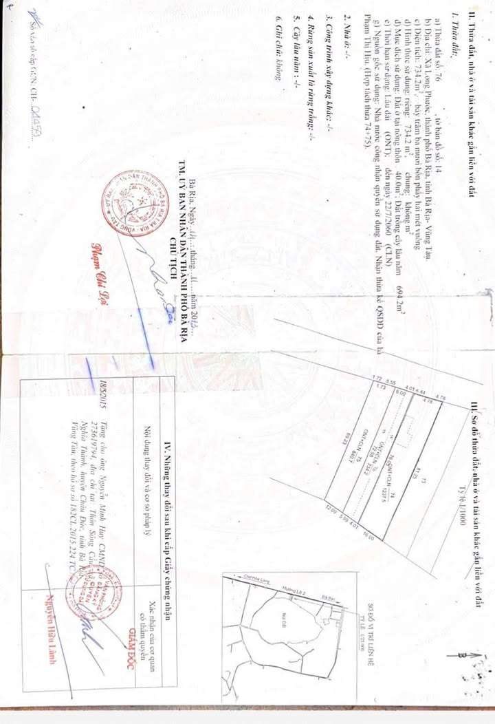 Đất mặt tiền Hương lộ 2, Long Phước, 734m² giá 3,5 tỷ - Cơ hội đầu tư hấp dẫn!