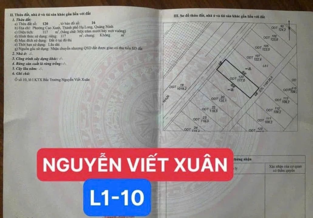 Đất nền Nguyễn Viết Xuân, Hạ Long 117m² - Hướng biển giá tốt!