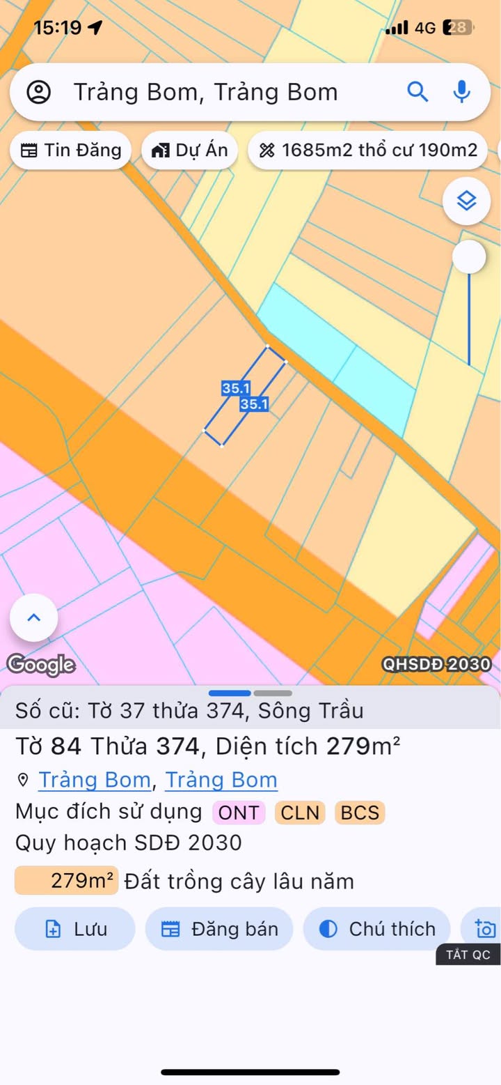 Đất nền xã Sông Trầu, Trảng Bom 280m² giá 2.5 tỷ - Sổ hồng chính chủ, mặt tiền nhựa!