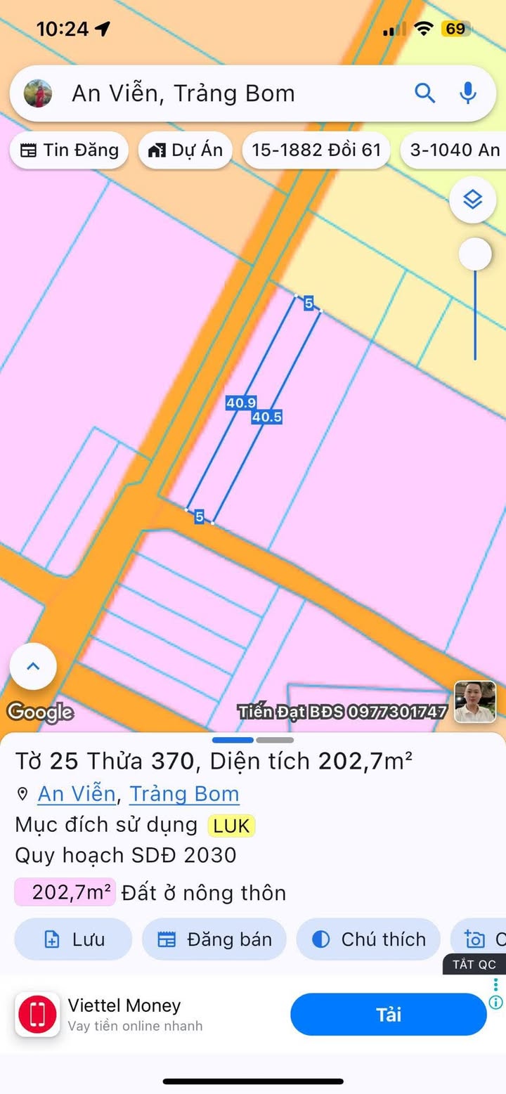 Đất thổ cư 200m² tại Xã An Viễn, Đồng Nai - Giá chỉ 1.2 tỷ!