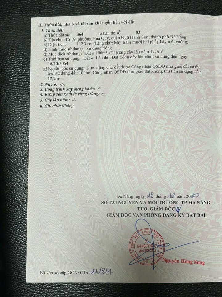 Đất nền Phường Hòa Quý 112.7m² giá 3 tỷ - Đầu tư sinh lời ngay!