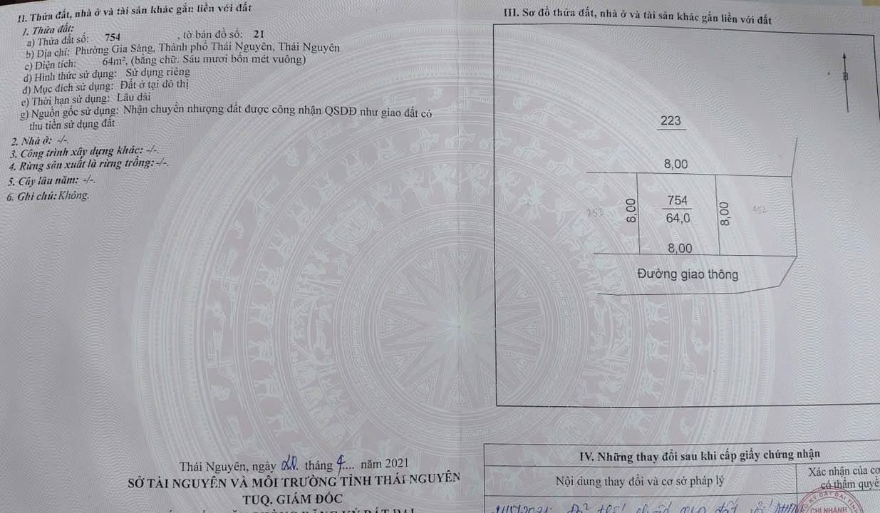 Đất thổ cư Kosy Gia Sàng 64m² giá 1 tỷ - Diện tích đẹp, giao thông thuận lợi!