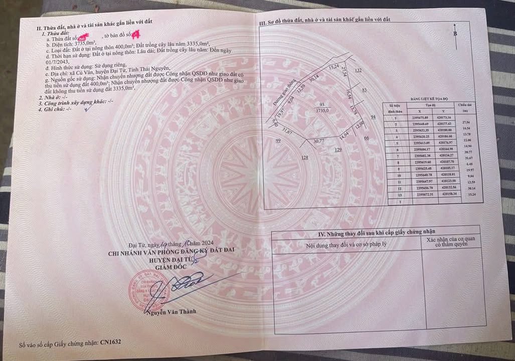 Đất nền Đại Từ 3735m² - Sổ hồng riêng, sẵn sàng xây biệt thự