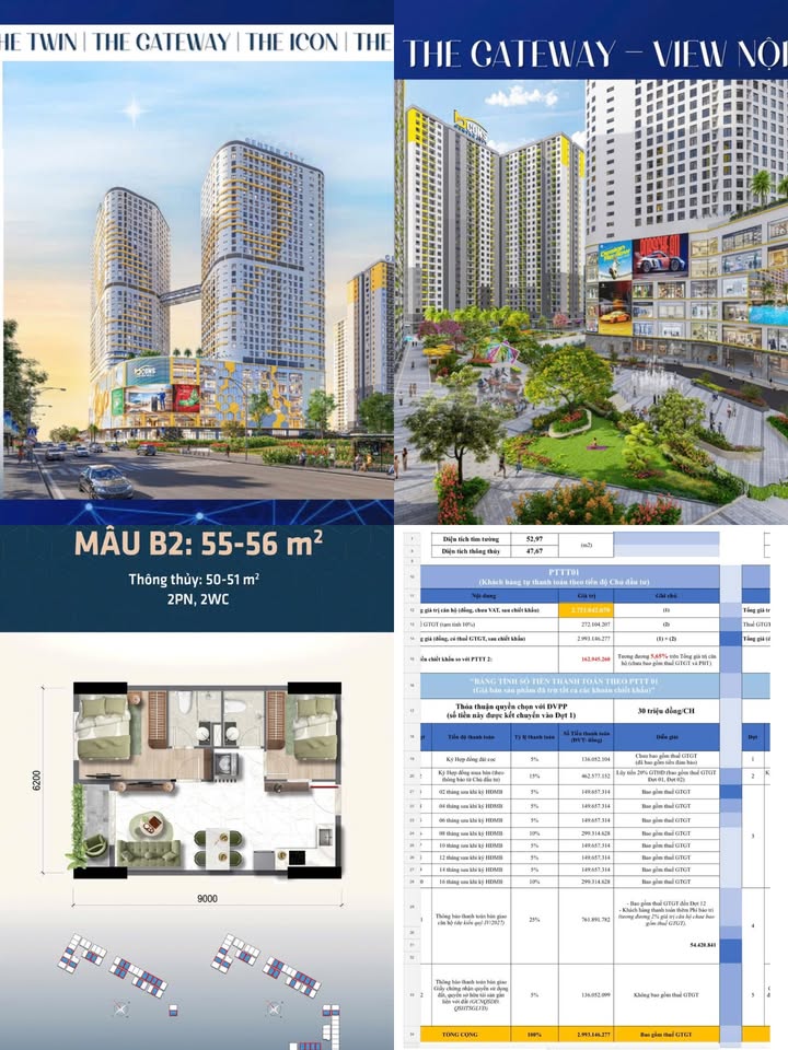 Căn hộ Bcons Center City Thủ Đức 52.97m² giá 2.99 tỷ - Đầu tư sinh lời cao!
