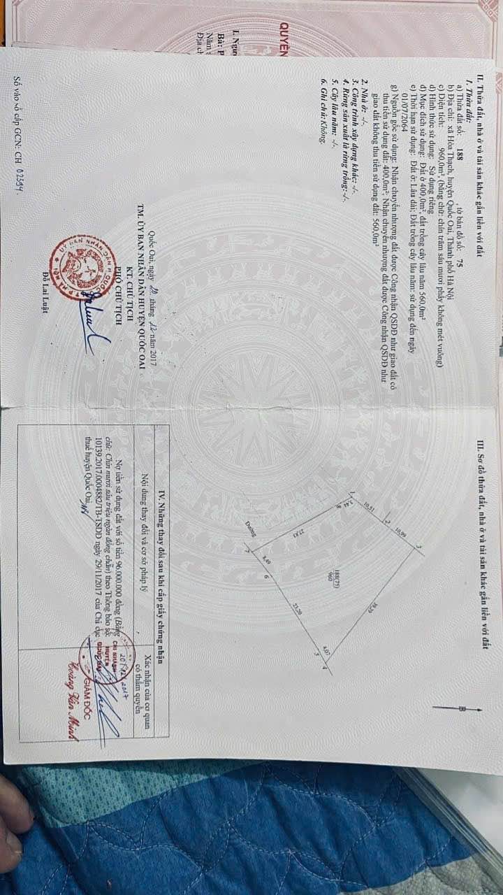 Đất thổ cư 960m² Xã Phú Cát, Huyện Quốc Oai - Giá chỉ 9.6 tỷ, mặt tiền 27m!