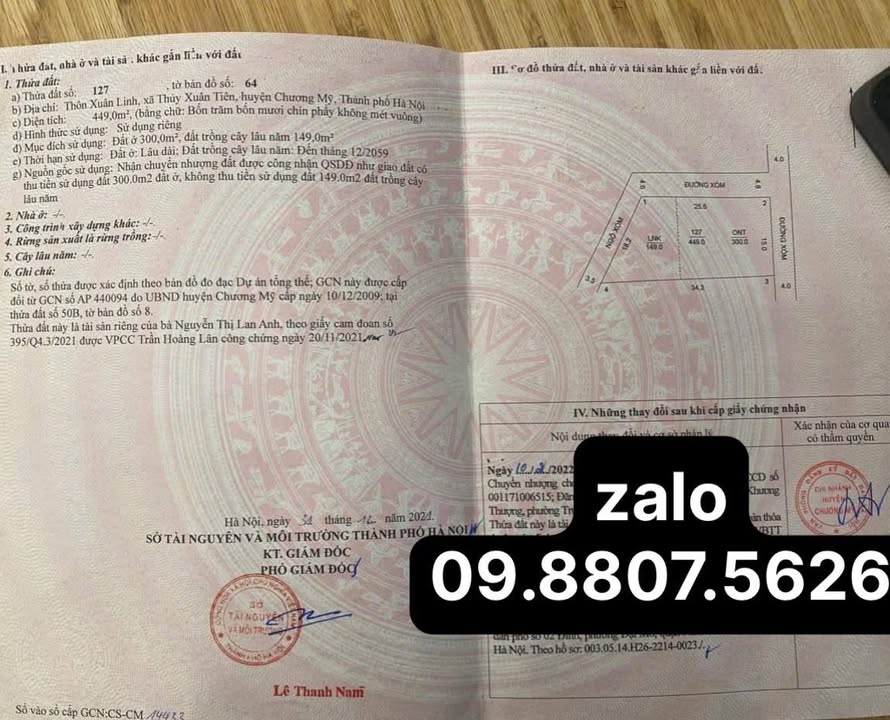 Đất phân lô góc 3 mặt tiền Thôn Xuân Linh 449m² giá 7 tỷ - Đầu tư sinh lời lý tưởng!