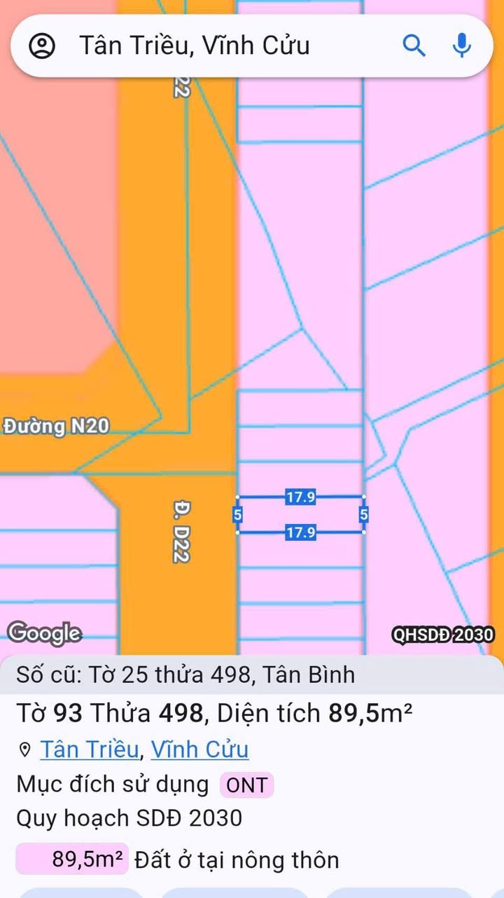 Đất nền KDC Lavender, Vĩnh Cửu 89m² giá 1.73 tỷ - Đầu tư sinh lời!