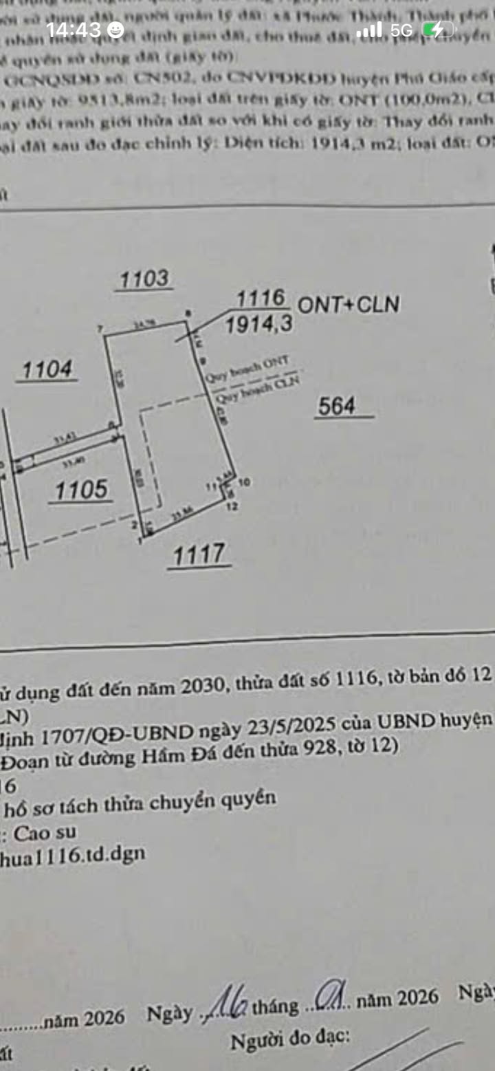 Đất thổ cư xã Phước Sang, huyện Phú Giáo - 100m² giá 1.1 tỷ - Cơ hội đầu tư hấp dẫn!