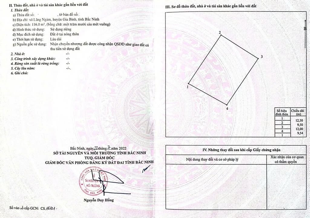 Đất thổ cư Lãng Ngâm Gia Bình 116m² giá 1.45 tỷ - Sổ hồng chính chủ!