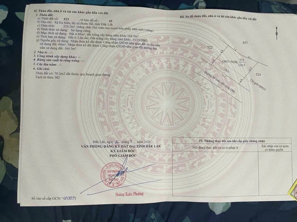 Đất nền xã Ea Siên - Buôn Hồ 536m² giá 850 triệu - Đầu tư lý tưởng!