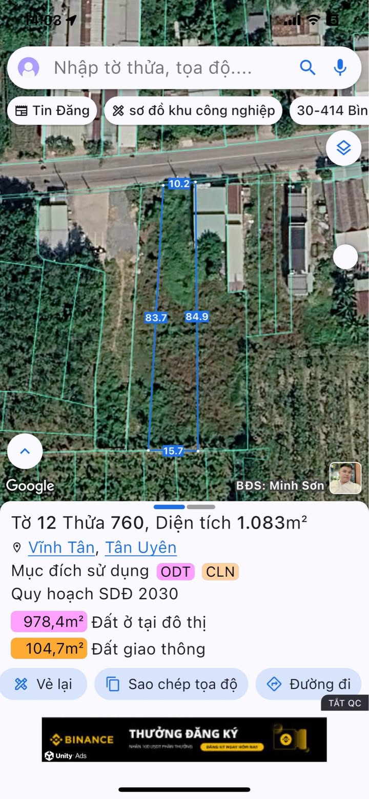 Đất mặt tiền đường DH 410, Vĩnh Tân 871m² - Cơ hội đầu tư tuyệt vời!
