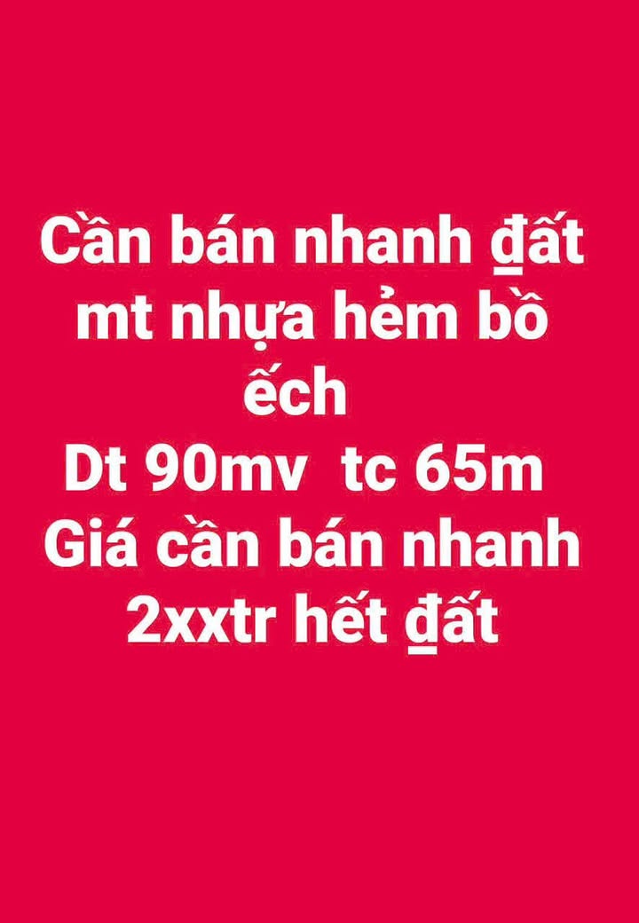 Đất thổ cư 90m² mặt tiền hẻm Bàu Éch, phường Long Hoa chỉ 200 triệu - Cơ hội không thể bỏ lỡ!