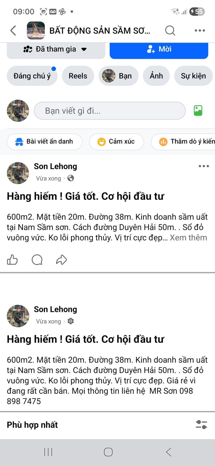 Đất nền mặt tiền 20m tại Sầm Sơn 600m² - Cơ hội đầu tư hiếm có!