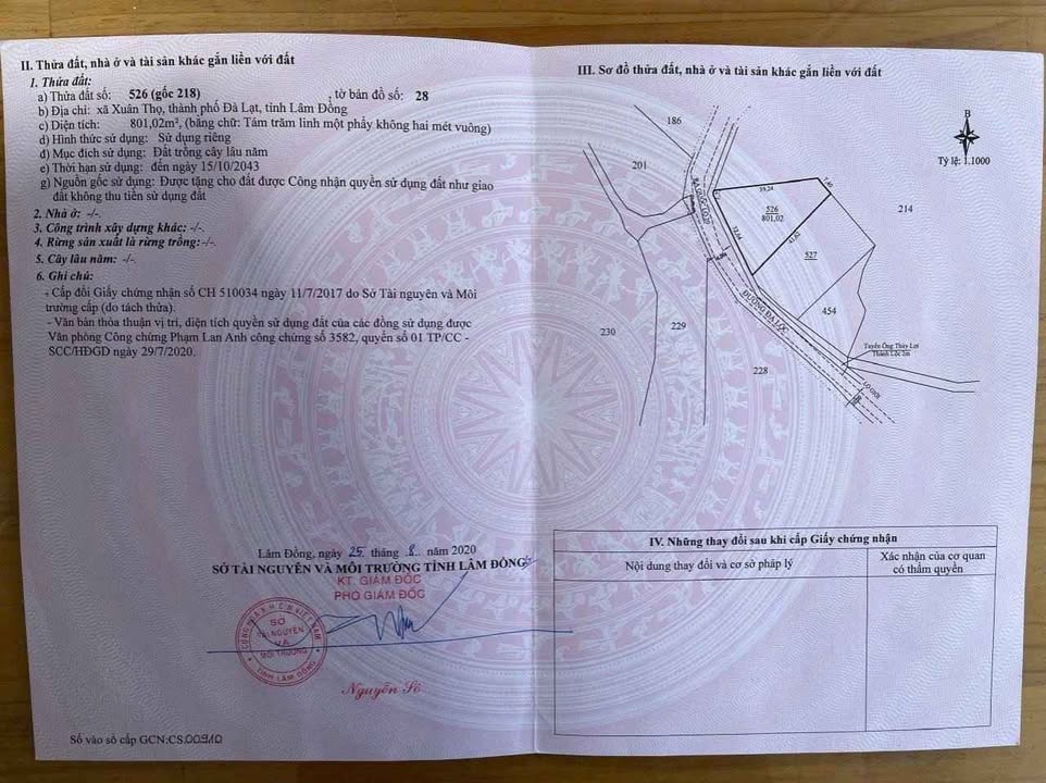 Đất thổ cư thôn Đa Lộc, Đà Lạt 801m² giá 4.5 tỷ - View thoáng đẹp