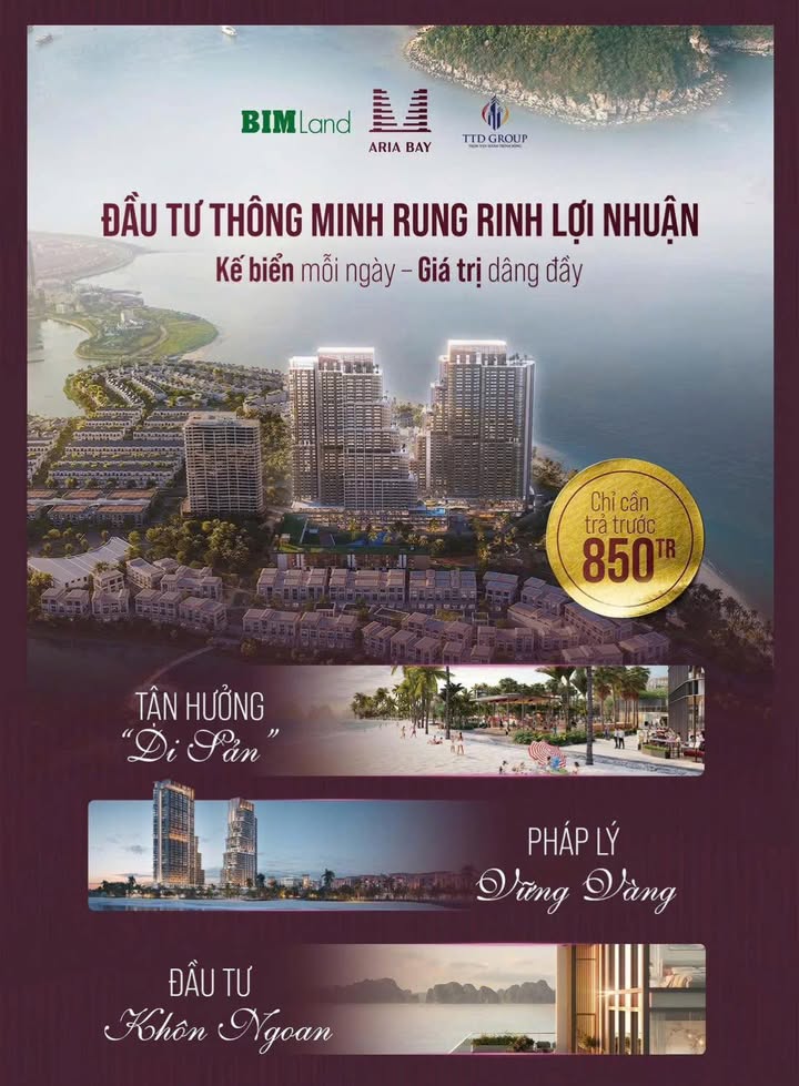 Căn hộ Aria Bay Hạ Long - Trả trước 850tr, Sống