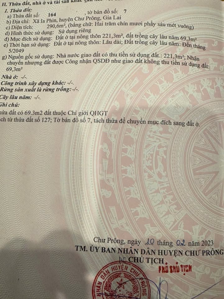 Đất chính chủ xã Ia Phìn, Chư Prông, 261m² chỉ 850 triệu - Cơ hội đầu tư tuyệt vời!