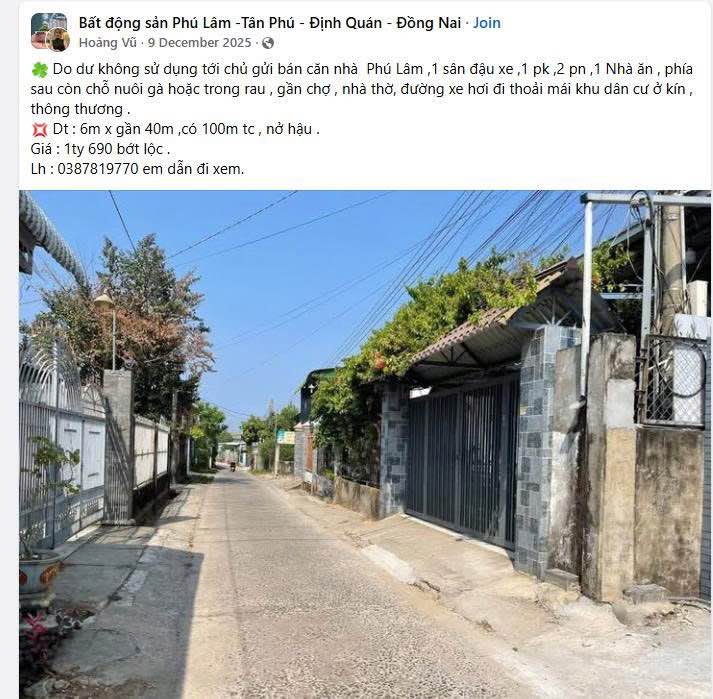 Nhà riêng Tân Phú 240m² giá 1.52 tỷ - Chính chủ bán gấp trước Tết!